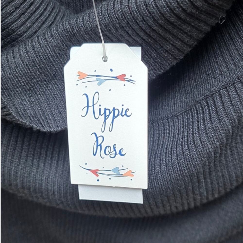 Hippie Rose Juniors' Off-The-Shoulder Long-Sleeve Sweater Dress Black M - Picture 3 of 5
